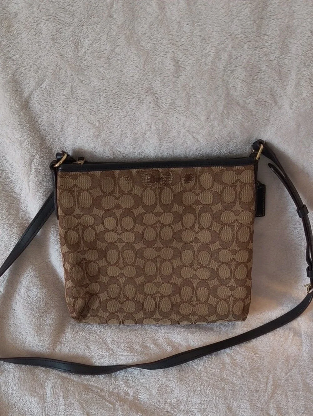 Coach Tan/Brown Signature Canvas Crossbody Bag